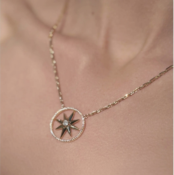 Adornia Pavé Starburst Gold Pendant Necklace, NWT - Picture 2 of 2